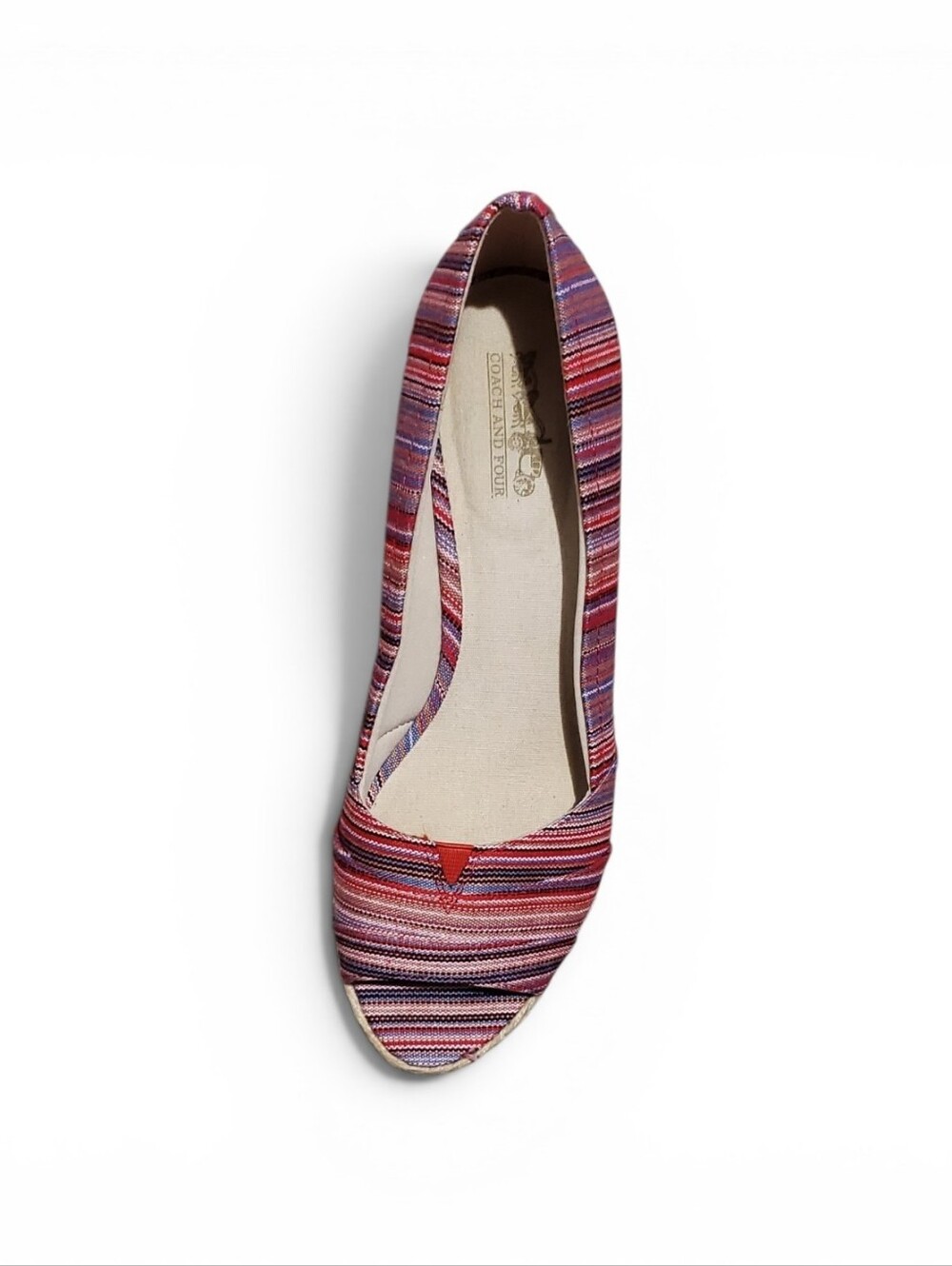 Coach And Four Pink Purple Stripe Espadrille Wedge . Size 9. - Picture 3 of 10